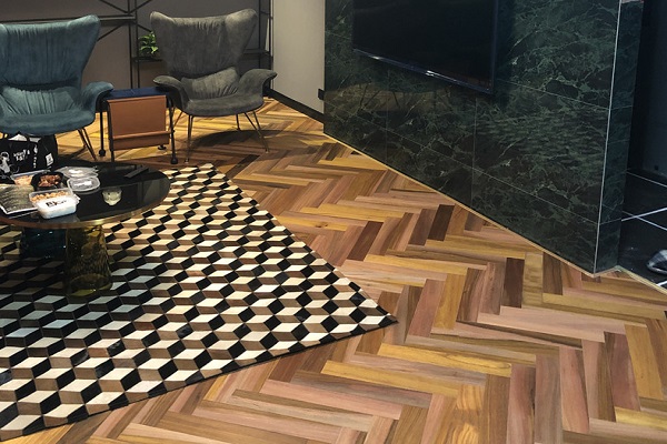 Matt Oiled African Teak (Iroko) Herringbone Parquet